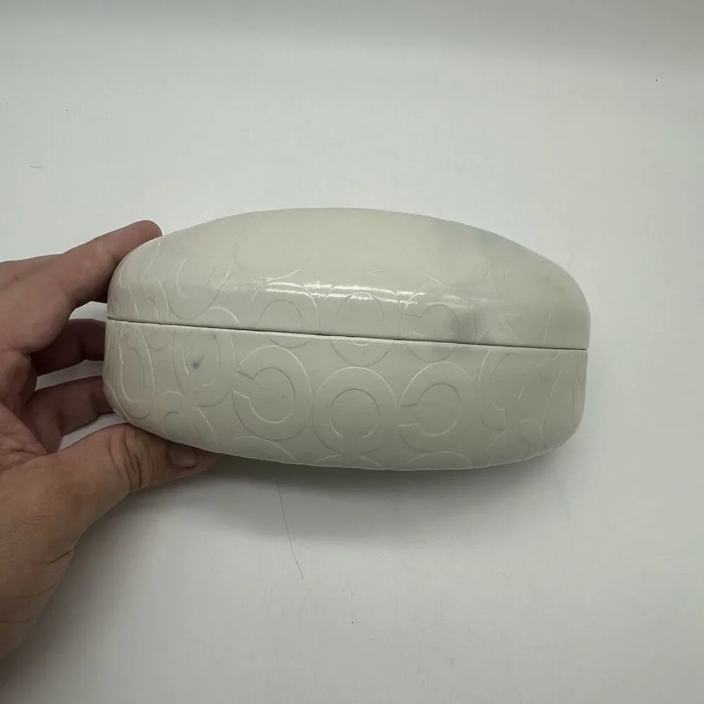Coach Original White Logo Hard Sunglass Case Holder Sunglasses Microfiber Cloth